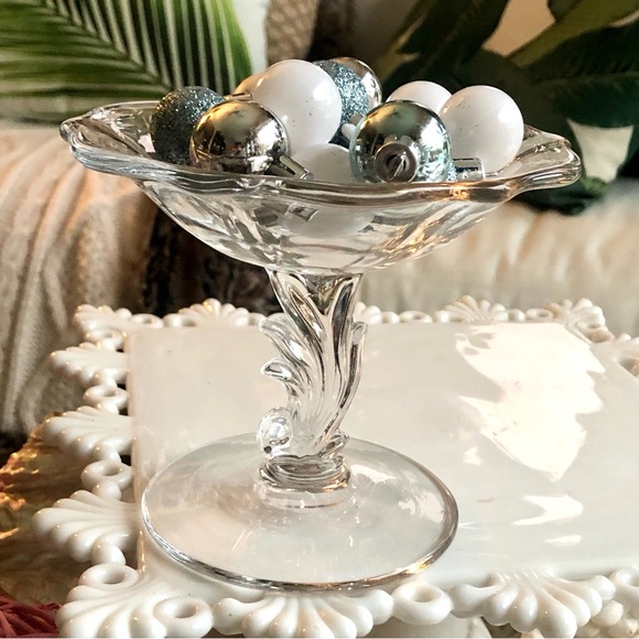 Vintage Fostoria Crystal Clear Glass BAROQUE Pattern Footed Comport Compote - Picture 3 of 8